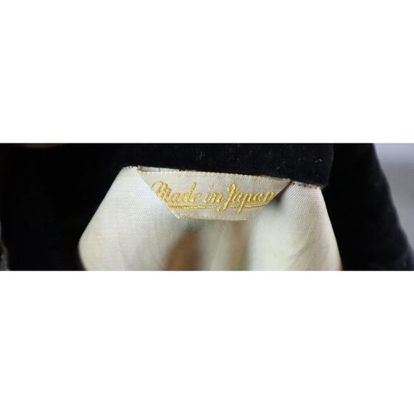 Vintage Gold and Black Japanese Kimono Jacket Metallic Velvet Mandarin Collar M - Picture 8 of 9